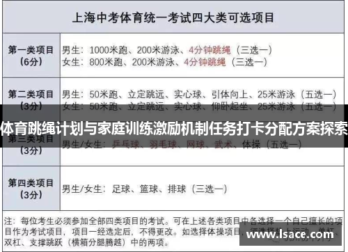 体育跳绳计划与家庭训练激励机制任务打卡分配方案探索