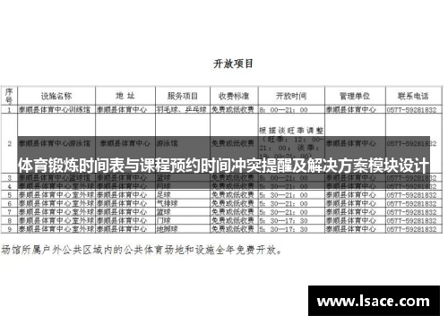 体育锻炼时间表与课程预约时间冲突提醒及解决方案模块设计