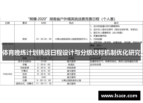 体育晚练计划挑战日程设计与分级达标机制优化研究